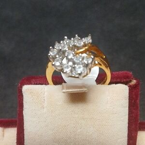 Vintage Maja Cubic Zirconia 24k Gold Plated Ring Size 9